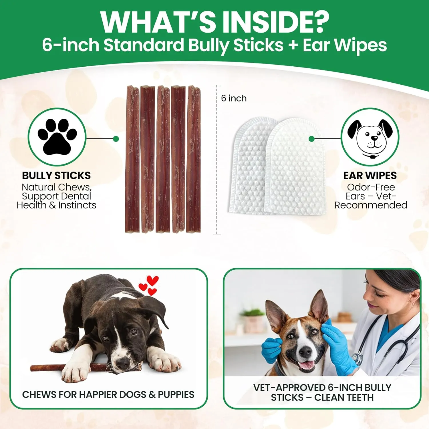Bully Bark 6” Bully Sticks for Medium & Large Dogs – 100% Natural, Grass-Fed Beef Chews, 24 Count Thin, Dog Chew Sticks – Fully Digestible, Rawhide - Free Treats