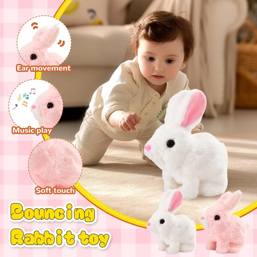 Bunny - My Realistic Bunny Toy, 2025 Upgraded Interactive Realistic Bunny, Realistic Bunny Stuffed Animals Can Walk and Talk, Realistic Bunny Toy Handmade Interactive Bunny Robot (White)