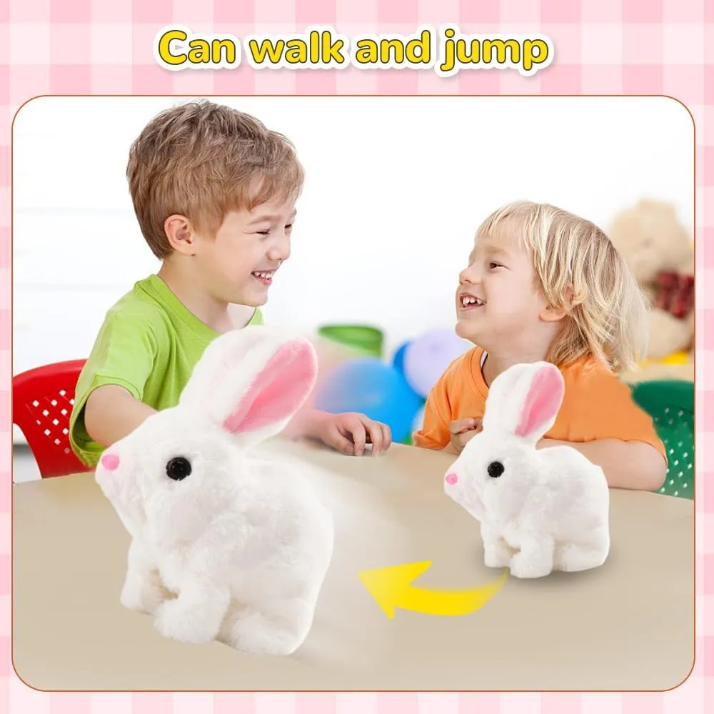 Bunny - My Realistic Bunny Toy, 2025 Upgraded Interactive Realistic Bunny, Realistic Bunny Stuffed Animals Can Walk and Talk, Realistic Bunny Toy Handmade Interactive Bunny Robot (White)