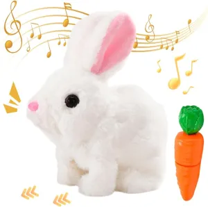 Bunny - My Realistic Bunny Toy, 2025 Upgraded Interactive Realistic Bunny, Realistic Bunny Stuffed Animals Can Walk and Talk, Realistic Bunny Toy Handmade Interactive Bunny Robot (White)