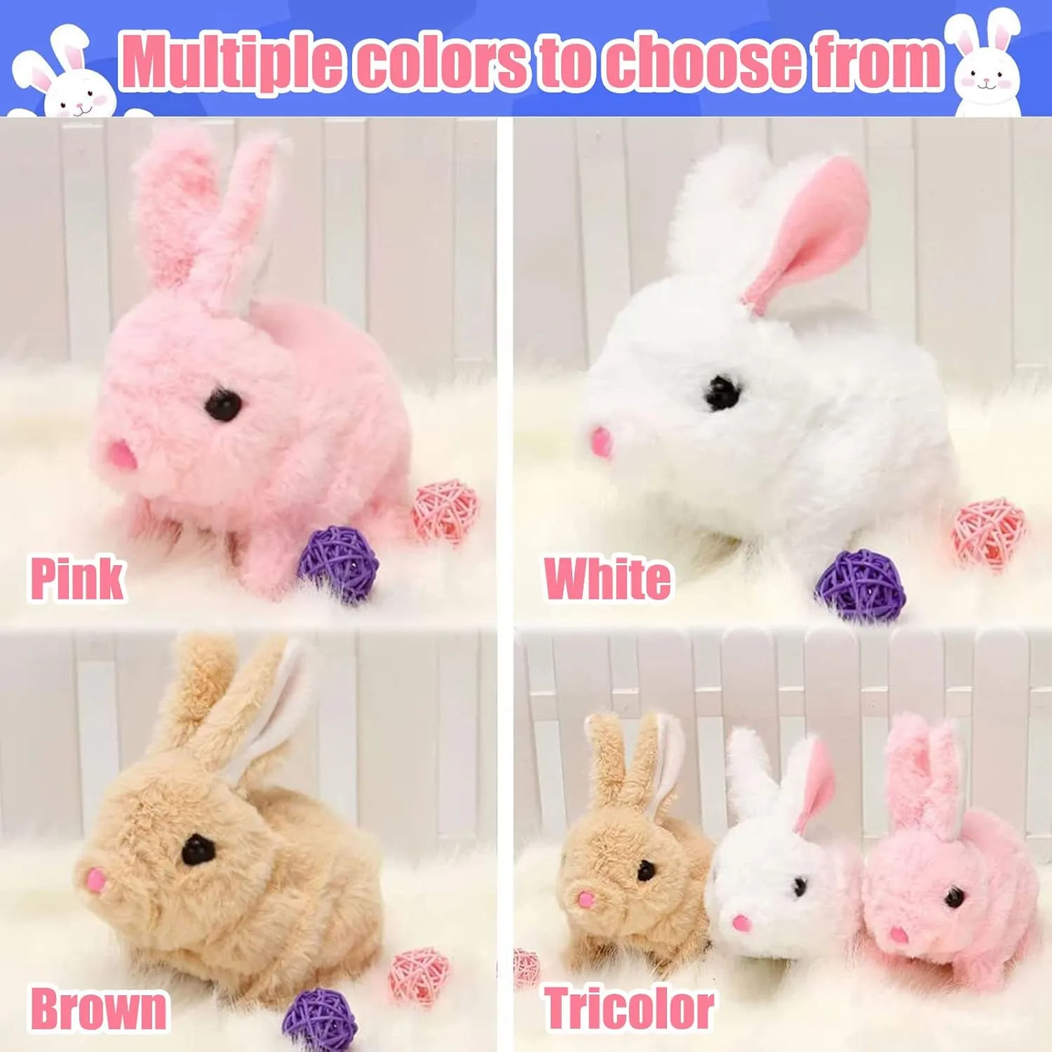 Bunny - My Realistic Bunny Toy,Bunny Realistic Bunny,Easter Basket Stuffer Realistic Bunny Toy,Jumping, Twitching, and Shaking Ears, Easter Stuffed Bunny(A-Brown)