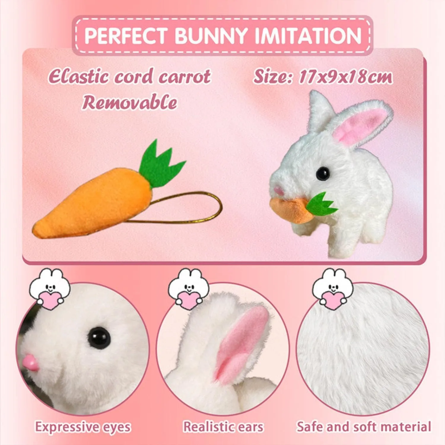 Bunny Realistic Bunny, Bunby - My Realistic Bunny Toy Wollera Horizons, Jumping, Twitching, and Shaking Ears, Interactive Bunny, Bunbi Realistic Bunny, Realistic Bunny Toys (AB-Bunny)
