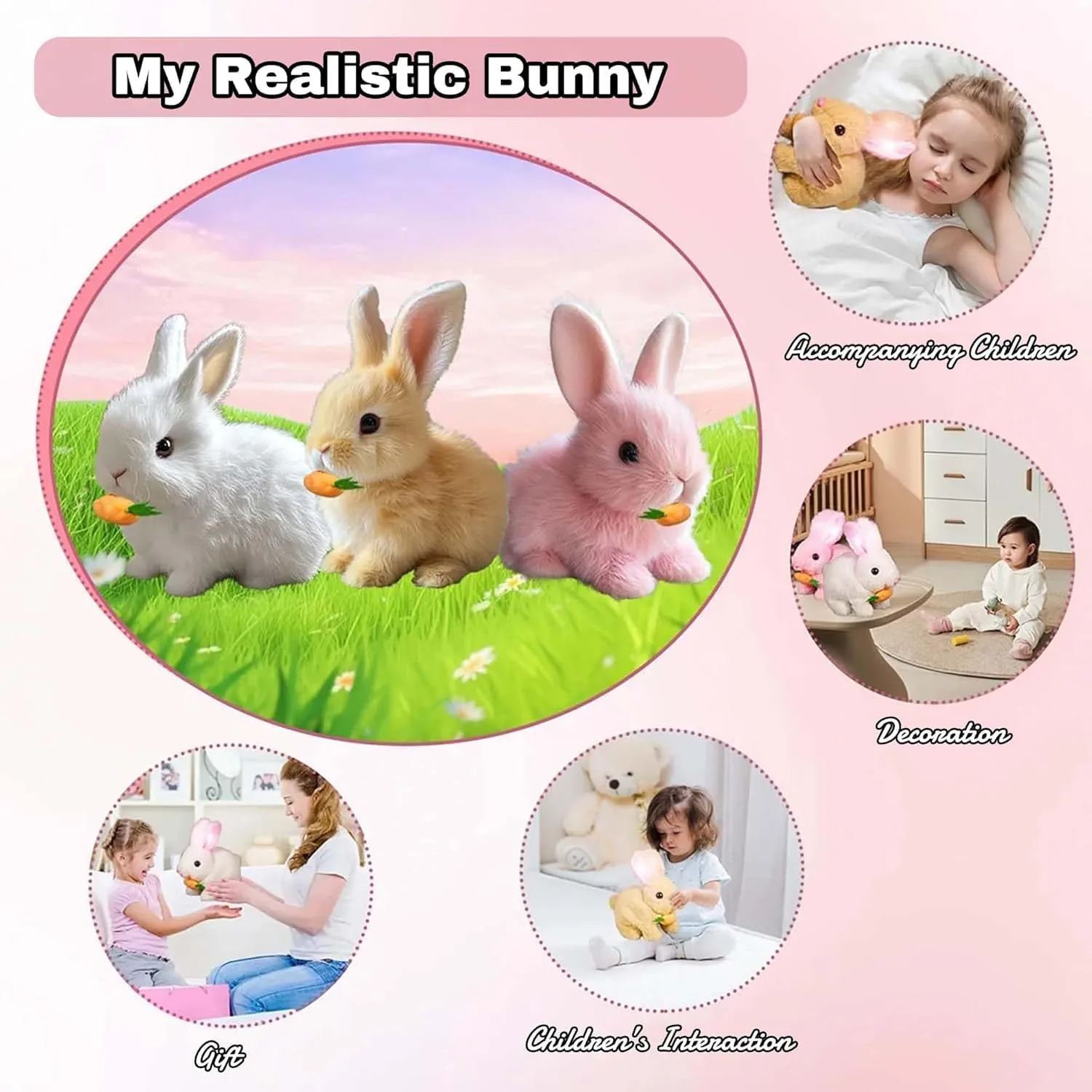 Bunny Realistic Bunny, Bunby - My Realistic Bunny Toy Wollera Horizons, Jumping, Twitching, and Shaking Ears, Interactive Bunny, Bunbi Realistic Bunny, Realistic Bunny Toys (AB-Bunny)