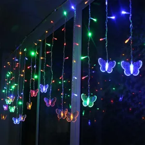 Butterfly Curtain String Lights USB Powered with 8 Modes 96 LED Remote Control