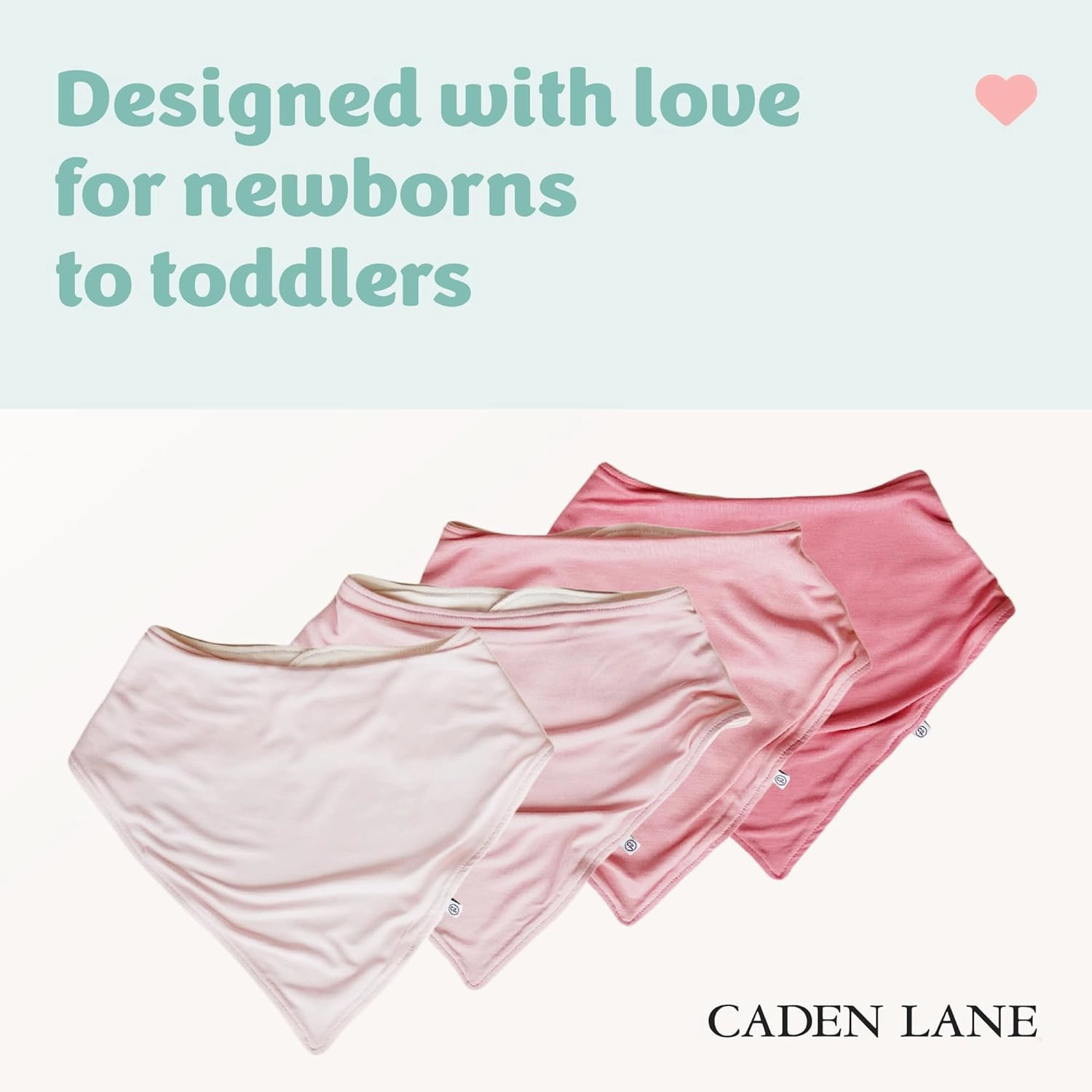 Caden Lane Bandana Bibs, Absorbent Baby Bib for Drooling, Feeding & Teething With Adjustable Double Snap Suitable for Newborns to Toddlers, Gender Neutral Gift for Baby Shower, 4 Pack, Pinks