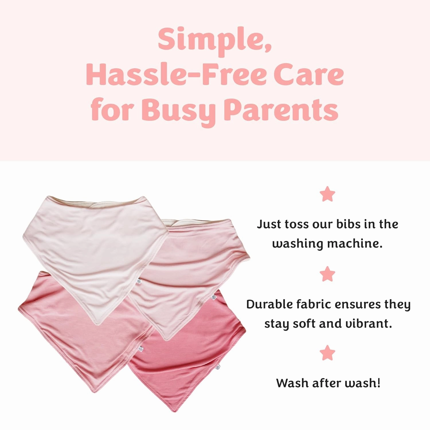 Caden Lane Bandana Bibs, Absorbent Baby Bib for Drooling, Feeding & Teething With Adjustable Double Snap Suitable for Newborns to Toddlers, Gender Neutral Gift for Baby Shower, 4 Pack, Pinks