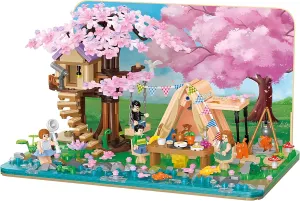 Camping Block Playset, 1265 Pieces with Original Scene Music, Gifts for Adults and Children. (Camping Tea Party 21169)