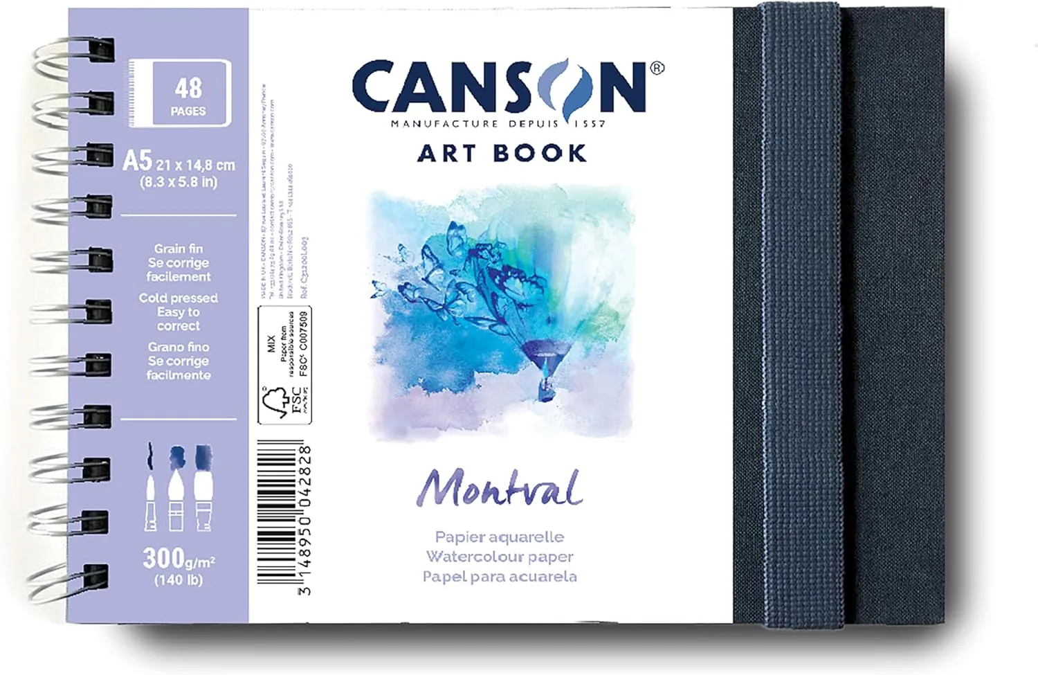 CANSON Art Book Watercolor Paper Notebook, 8.3x5.8 inches, White