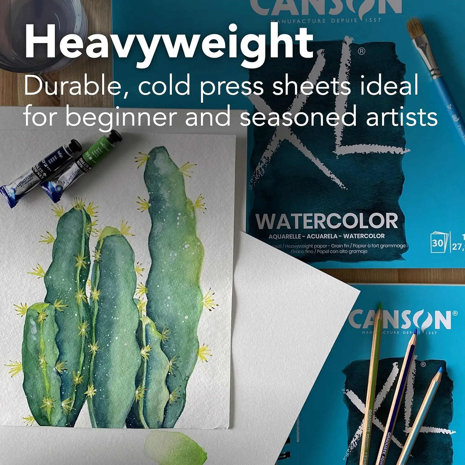 Canson XL Series Mixed Media Pad 60 Sheets with Watercolor Paper Pad 30 Sheets, 7x10 inches