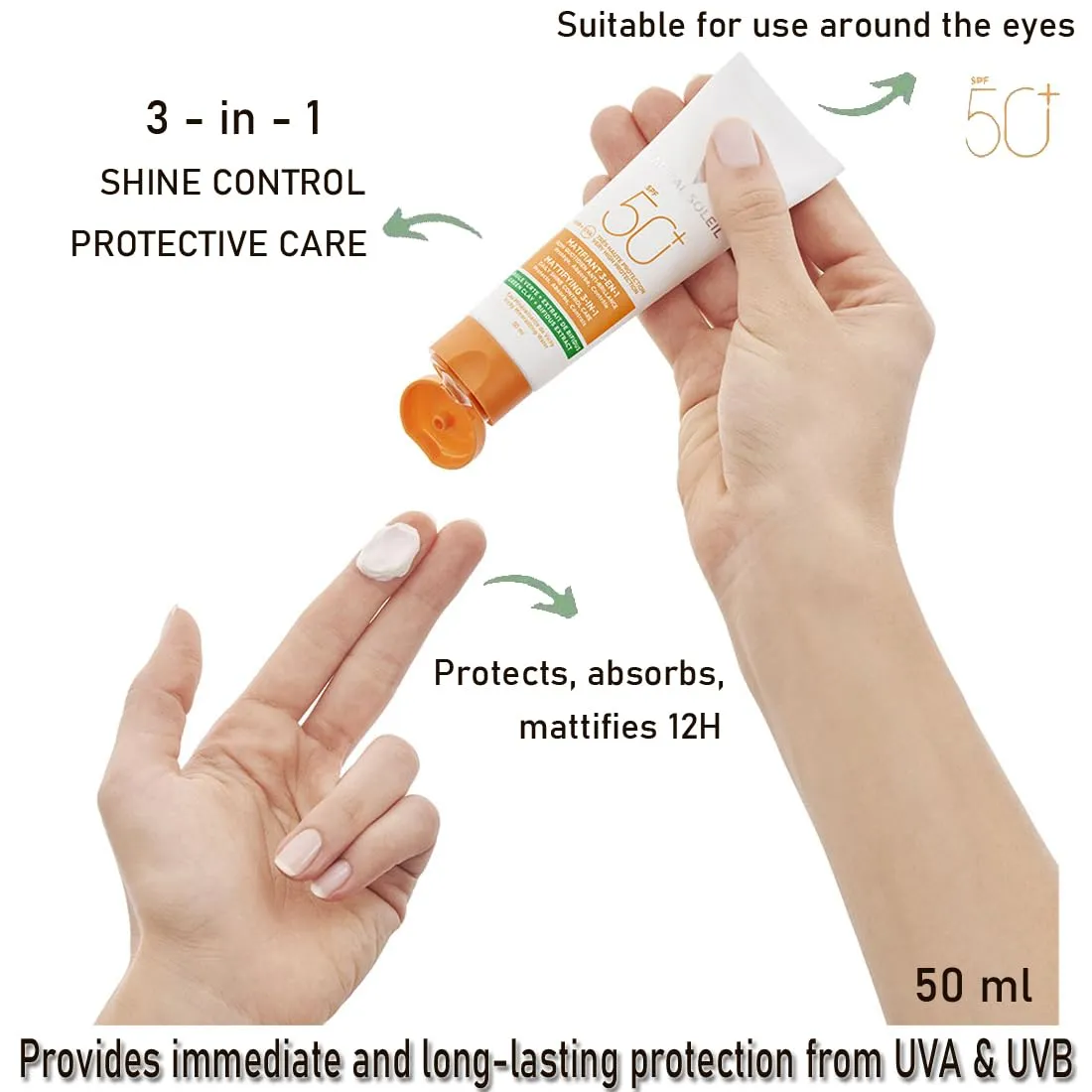 Capital Soleil 3-in-1 SPF50  50ml Cream | Ultimate Sun Protection SPF 50 Sunscreen (Mattifying, 50, Sun Protection Factor (SPF))