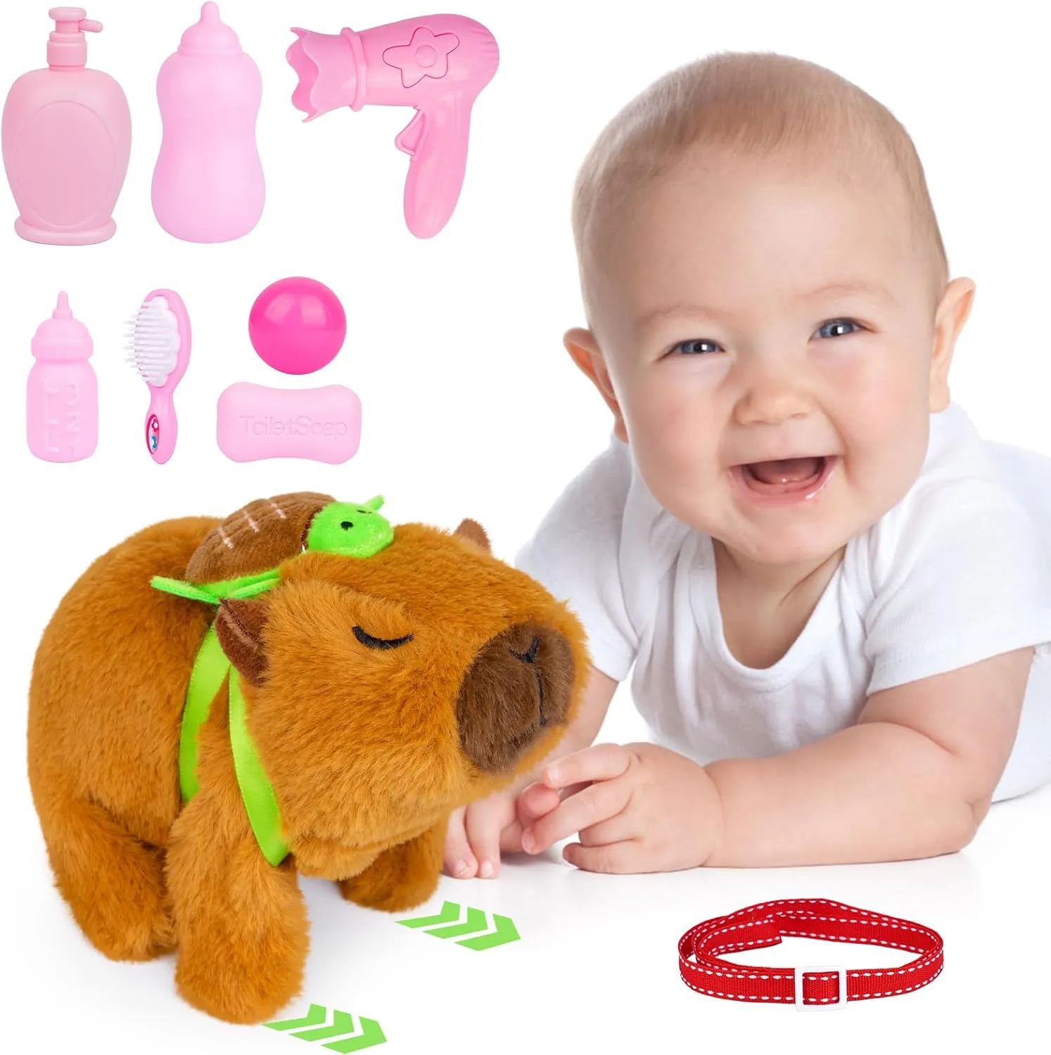Capybara Plush - Walking Capybara Plush Toys, Electronic Interactive Stuffed Capybara with Turtle Backpack, Cute Capybara Stuffed Animals Gifts for Kids Boys Girls