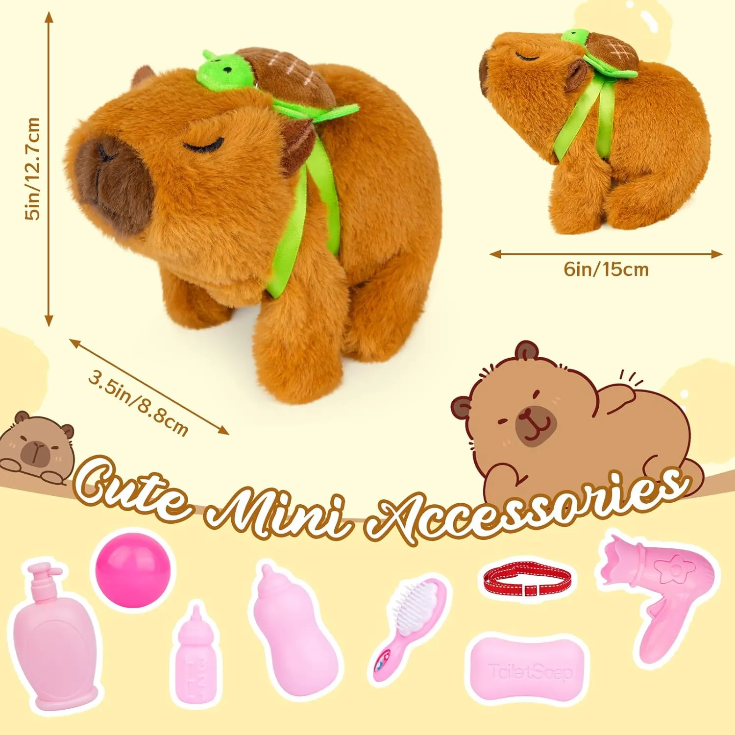 Capybara Plush - Walking Capybara Plush Toys, Electronic Interactive Stuffed Capybara with Turtle Backpack, Cute Capybara Stuffed Animals Gifts for Kids Boys Girls