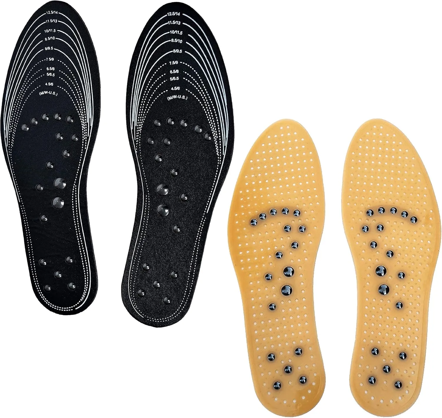 Carespot Acupressure Magnetic Massage Insoles for Men/Women, Foot Massager Shoe-pad Foot Therapy Reflexology Pain Relief Shoe Inserts