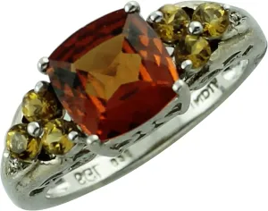 Carillon Certified Hessonite Garnet Cushion Shape Natural Earth Mined Gemstone 925 Sterling Silver Ring Anniversary Jewelry for Women & Men