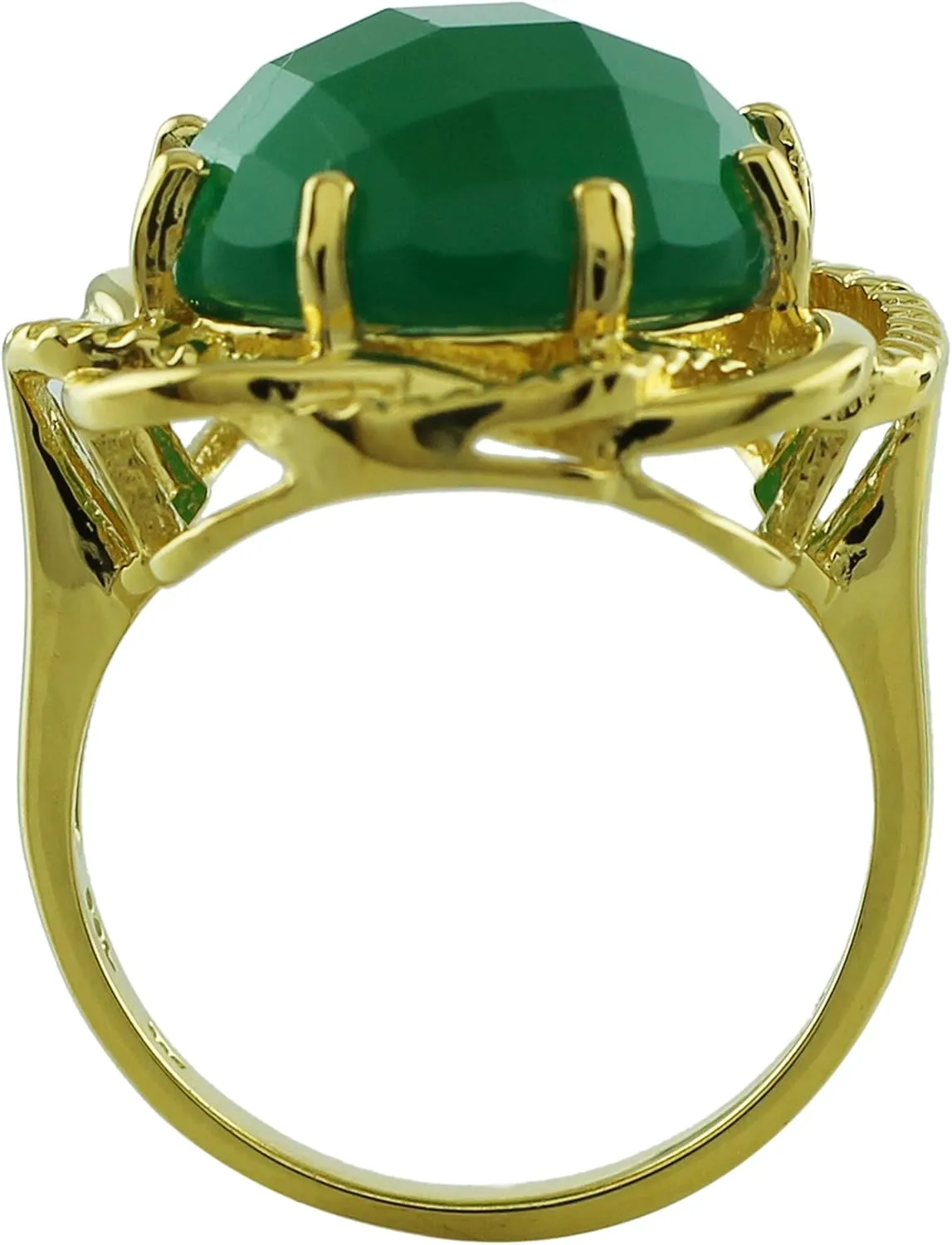 Carillon Dark Pink Onyx Cushion Shape Natural Non-Treated Gemstone 925 Sterling Silver Ring Birthday Jewelry (Yellow Gold Plated) for Women & Men