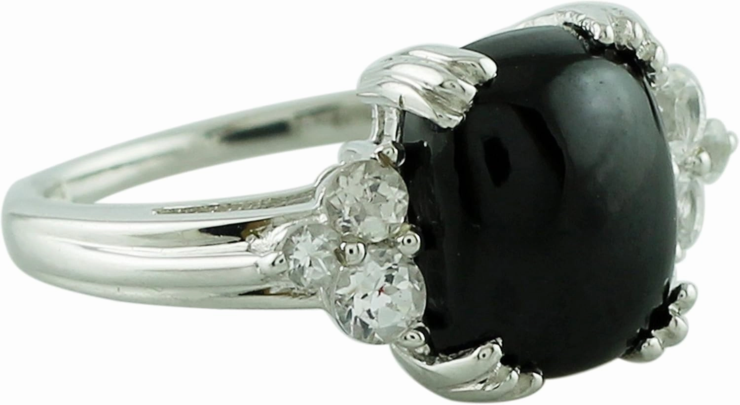 Carillon 6.25 Carat Black Spinel Cushion Shape Natural Non-Treated Gemstone 14K White Gold Ring Engagement Jewelry for Women & Men