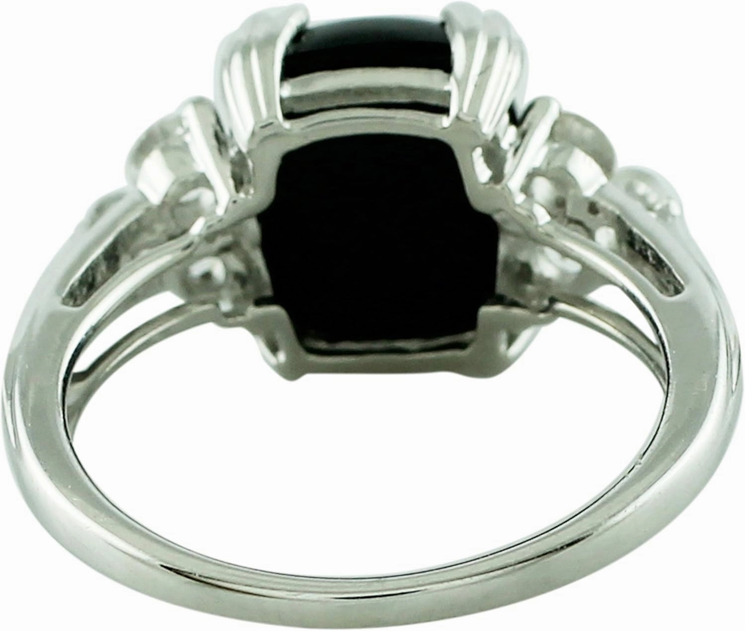 Carillon 6.25 Carat Black Spinel Cushion Shape Natural Non-Treated Gemstone 14K White Gold Ring Engagement Jewelry for Women & Men