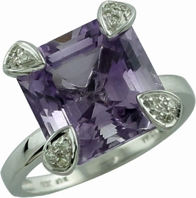 Carillon 8 Carat Amethyst Cushion Shape Natural Non-Treated Gemstone 925 Sterling Silver Ring Engagement Jewelry for Women & Men