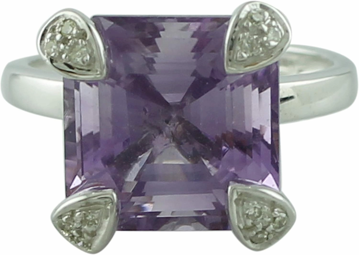 Carillon 8 Carat Amethyst Cushion Shape Natural Non-Treated Gemstone 925 Sterling Silver Ring Engagement Jewelry for Women & Men