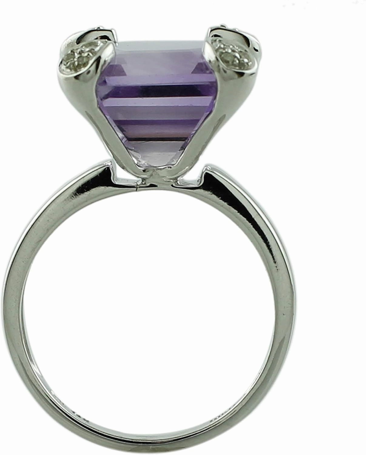Carillon 8 Carat Amethyst Cushion Shape Natural Non-Treated Gemstone 925 Sterling Silver Ring Engagement Jewelry for Women & Men