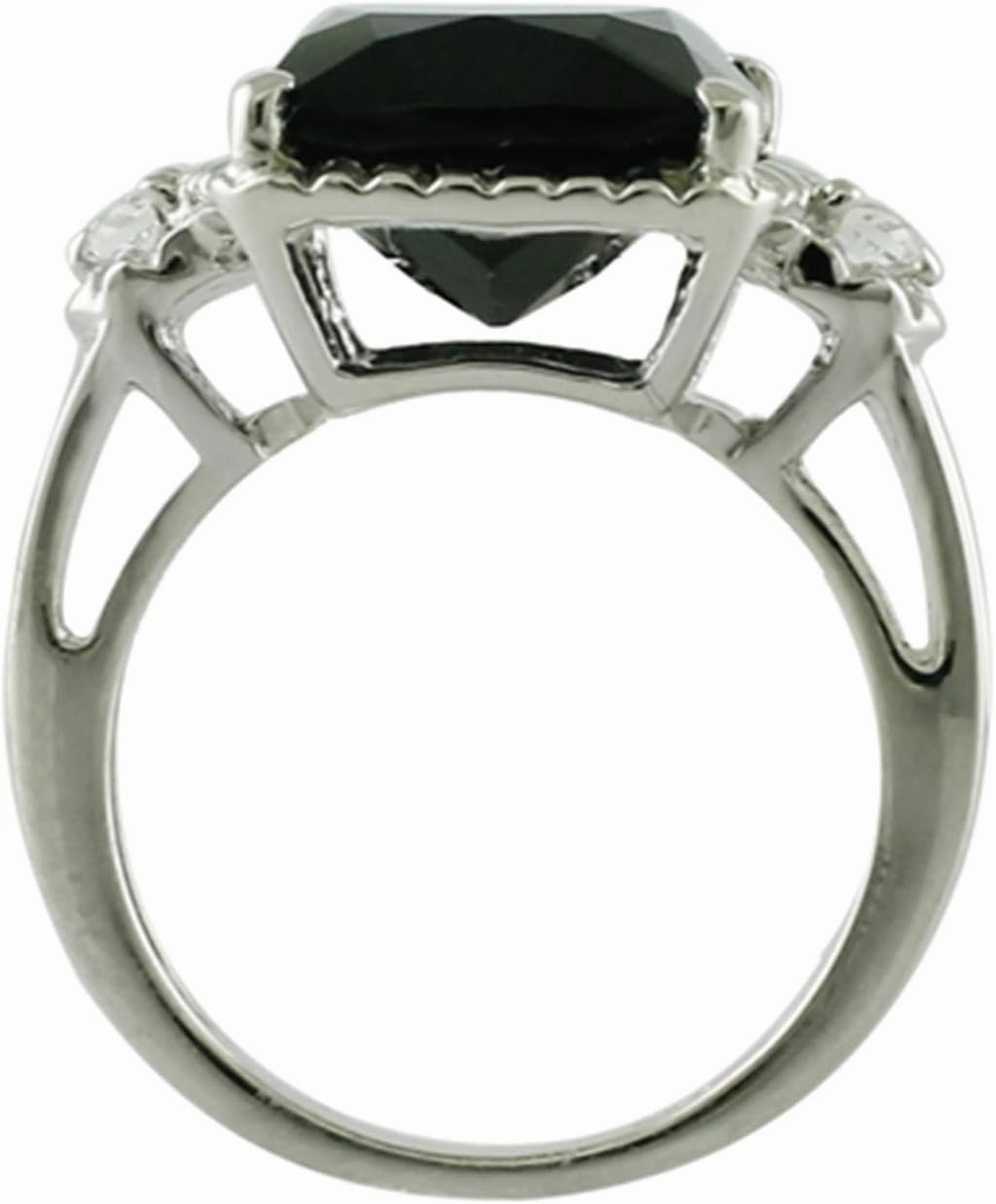 Carillon Black Spinel Cushion Shape 11MM Natural Earth Mined Gemstone 14K White Gold Ring Unique Jewelry for Women & Men