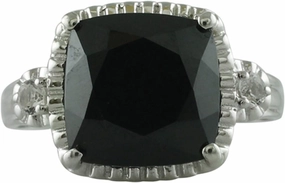 Carillon Black Spinel Cushion Shape 11MM Natural Earth Mined Gemstone 14K White Gold Ring Unique Jewelry for Women & Men
