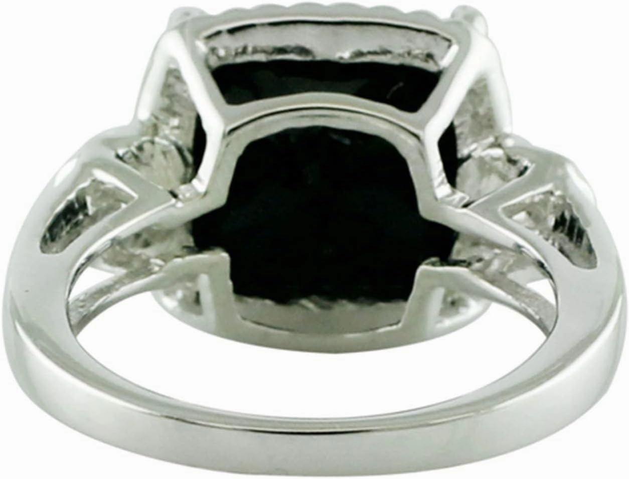 Carillon Black Spinel Cushion Shape 11MM Natural Earth Mined Gemstone 14K White Gold Ring Unique Jewelry for Women & Men