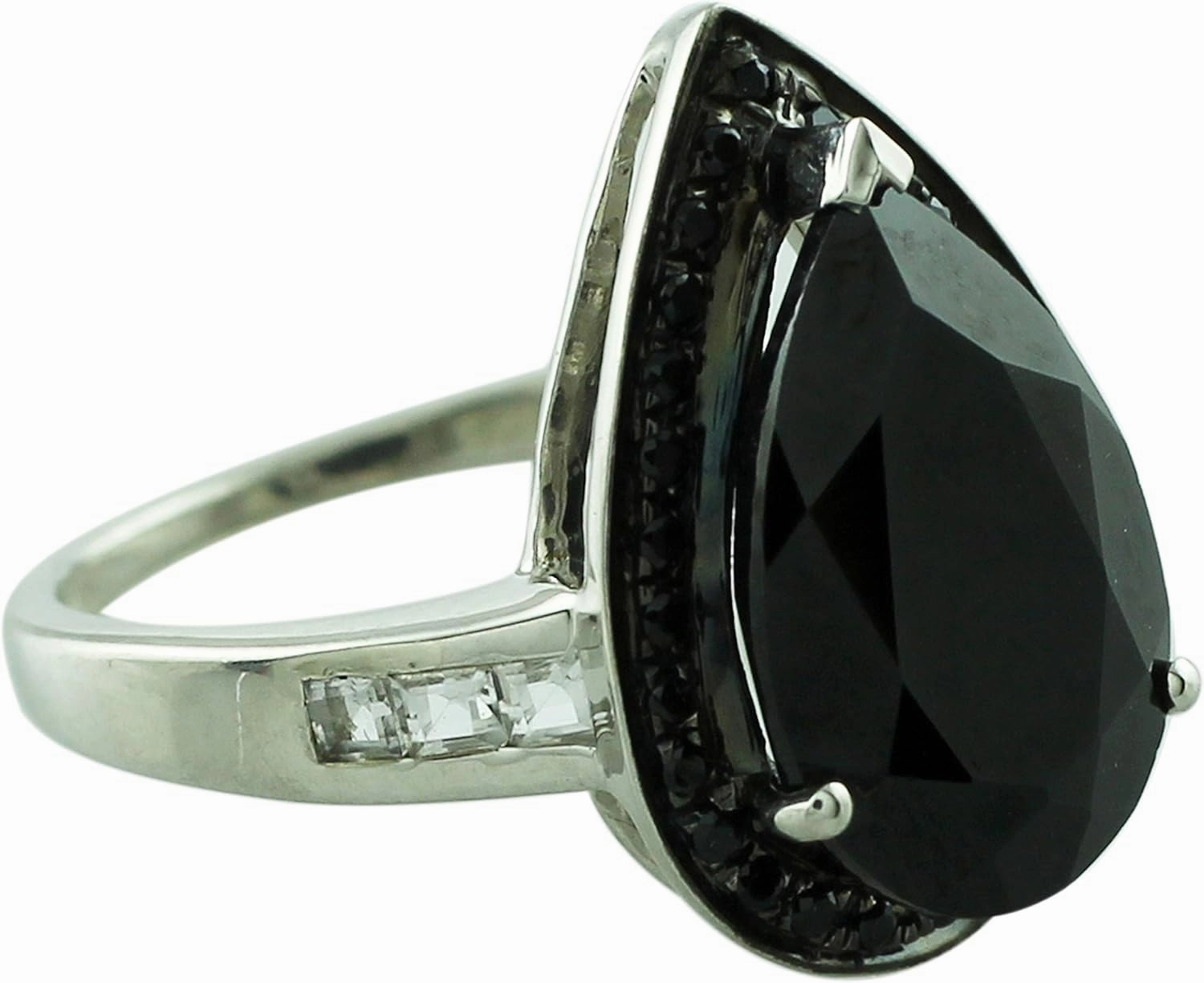Carillon Black Spinel Cushion Shape Natural Non-Treated Gemstone 925 Sterling Silver Ring Birthday Jewelry for Women & Men
