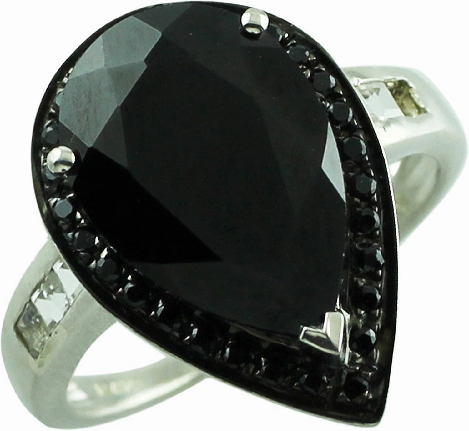 Carillon Black Spinel Cushion Shape Natural Non-Treated Gemstone 925 Sterling Silver Ring Birthday Jewelry for Women & Men