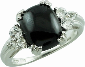 Carillon Certified Black Spinel Cushion Shape Natural Earth Mined Gemstone 925 Sterling Silver Ring Anniversary Jewelry for Women & Men