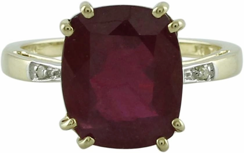 Carillon Certified Ruby Gf Cushion Shape Natural Earth Mined Gemstone 925 Sterling Silver Ring Anniversary Jewelry (Yellow Gold Plated) for Women & Men