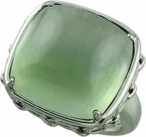 Carillon Certified Serpentine Cushion Shape Natural Earth Mined Gemstone 14K White Gold Ring Anniversary Jewelry for Women & Men