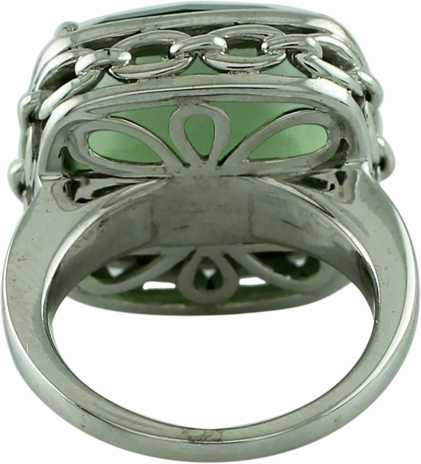Carillon Certified Serpentine Cushion Shape Natural Earth Mined Gemstone 14K White Gold Ring Anniversary Jewelry for Women & Men