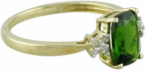 Carillon Green Apatite Cushion Shape 6X8MM Natural Non-Treated Gemstone 925 Sterling Silver Ring Gift Jewelry (Yellow Gold Plated) for Women & Men