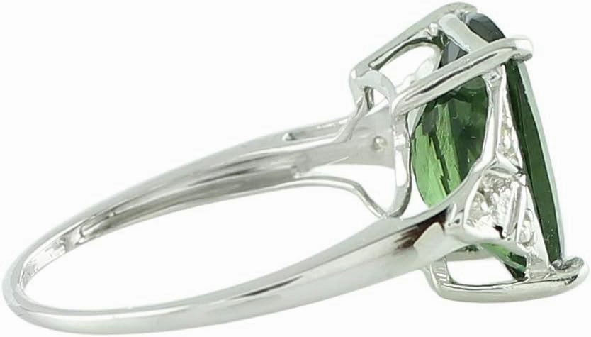 Carillon Green Apatite Cushion Shape Natural Non-Treated Gemstone 925 Sterling Silver Ring Birthday Jewelry for Women & Men
