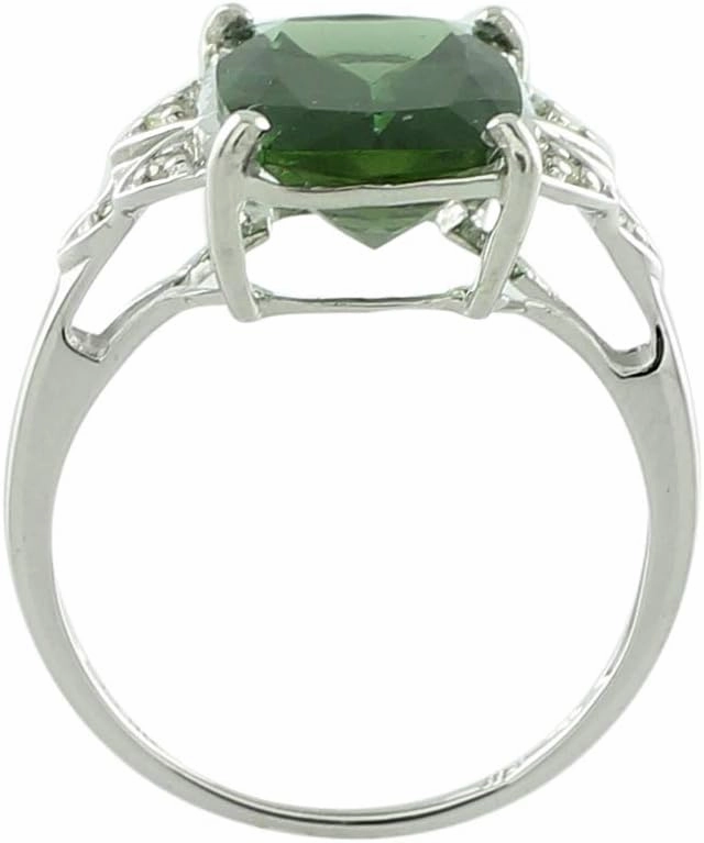 Carillon Green Apatite Cushion Shape Natural Non-Treated Gemstone 925 Sterling Silver Ring Birthday Jewelry for Women & Men