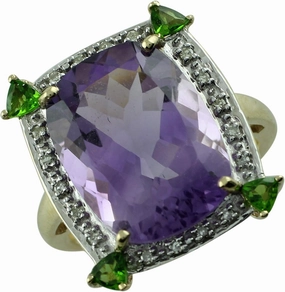 Carillon Stunning Amethyst Cushion Shape 16X12MM Natural Earth Mined Gemstone 925 Sterling Silver Ring Wedding Jewelry (Yellow Gold Plated) for Women & Men