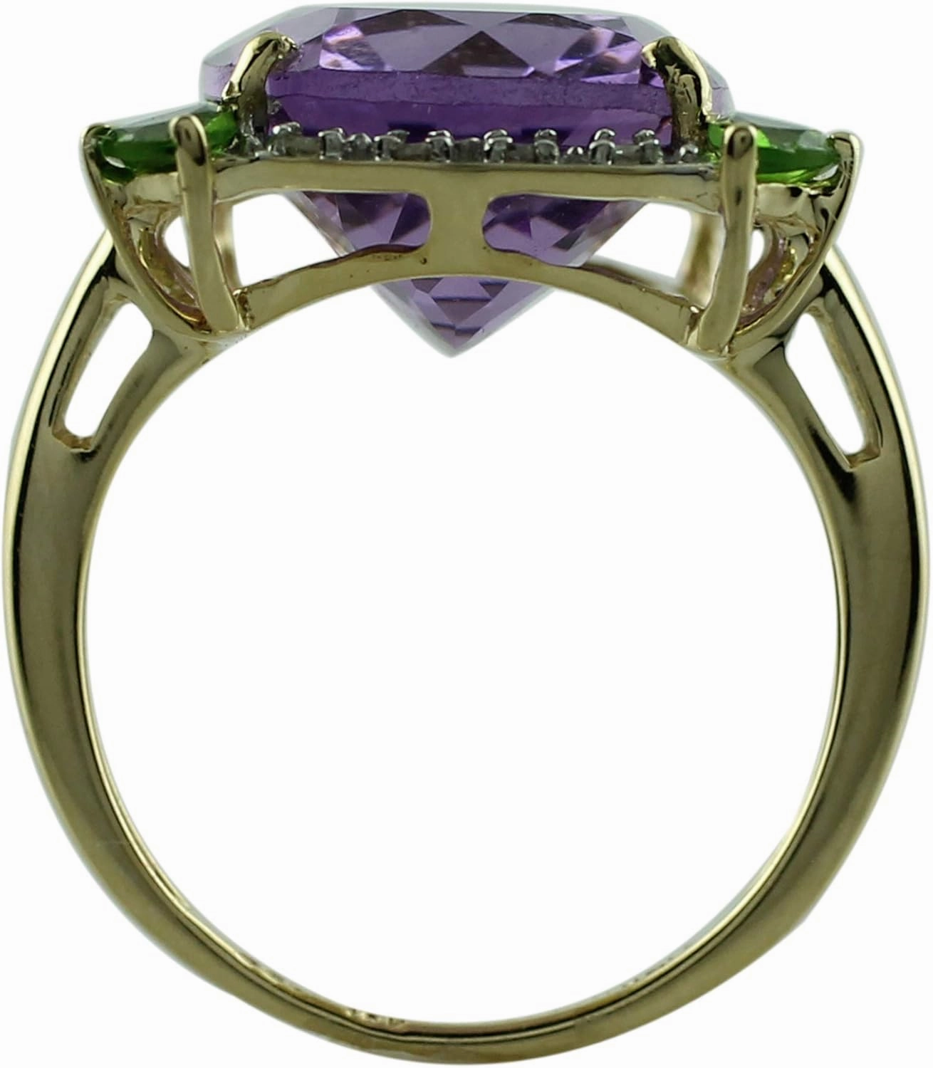 Carillon Stunning Amethyst Cushion Shape 16X12MM Natural Earth Mined Gemstone 925 Sterling Silver Ring Wedding Jewelry (Yellow Gold Plated) for Women & Men