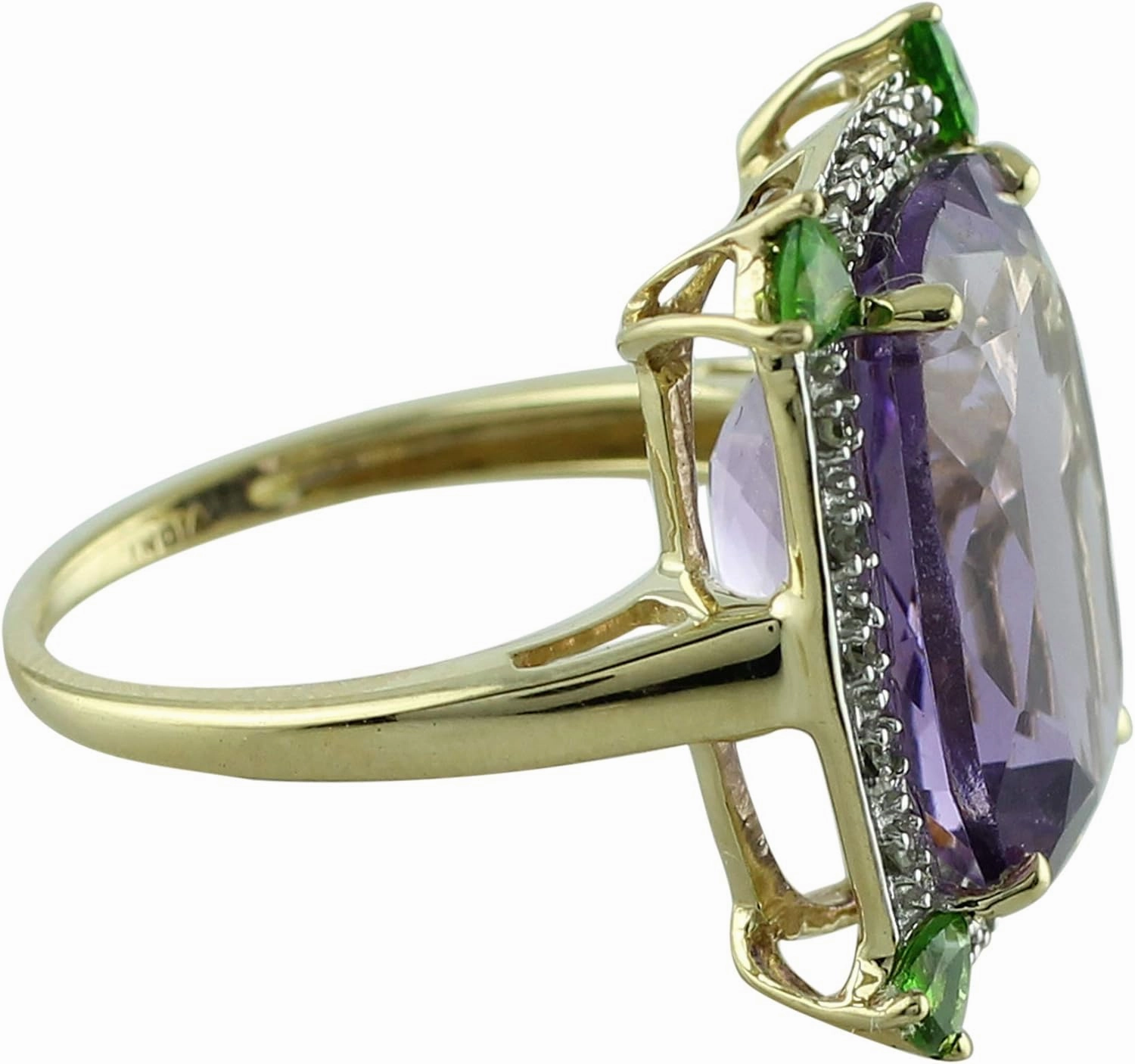 Carillon Stunning Amethyst Cushion Shape 16X12MM Natural Earth Mined Gemstone 925 Sterling Silver Ring Wedding Jewelry (Yellow Gold Plated) for Women & Men