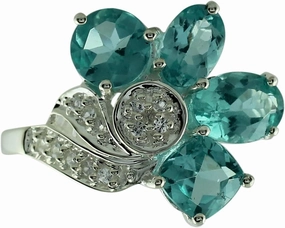 Carillon Stunning Blue Apatite Cushion Shape 5.5MM Natural Earth Mined Gemstone 14K White Gold Ring Wedding Jewelry for Women & Men
