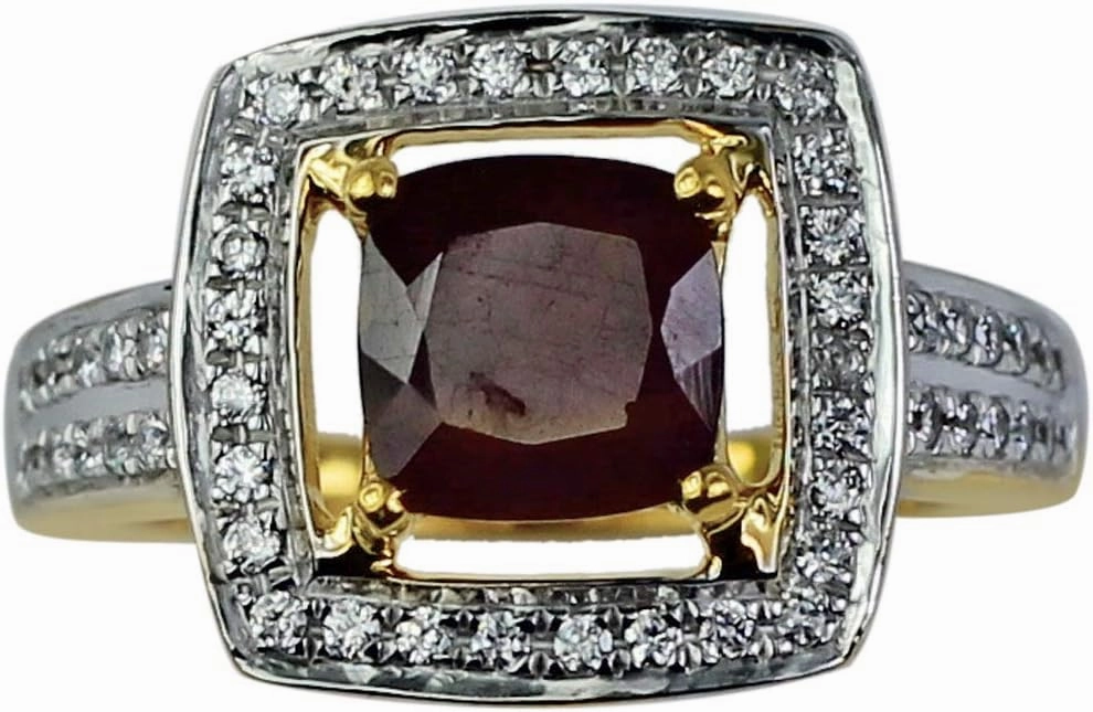 Carillon Stunning Ruby Gf Cushion Shape 7MM Natural Earth Mined Gemstone 925 Sterling Silver Ring Wedding Jewelry (Yellow Gold Plated) for Women & Men