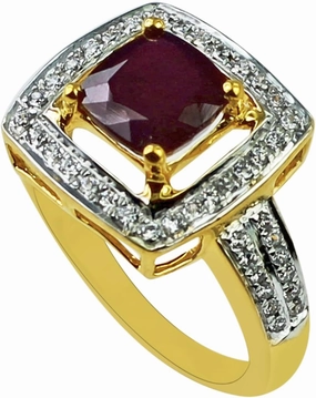 Carillon Stunning Ruby Gf Cushion Shape 7MM Natural Earth Mined Gemstone 925 Sterling Silver Ring Wedding Jewelry (Yellow Gold Plated) for Women & Men