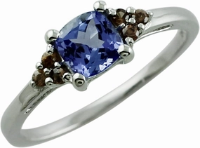 Carillon Tanzanite Cushion Shape Natural Non-Treated Gemstone 925 Sterling Silver Ring Engagement Jewelry for Women & Men