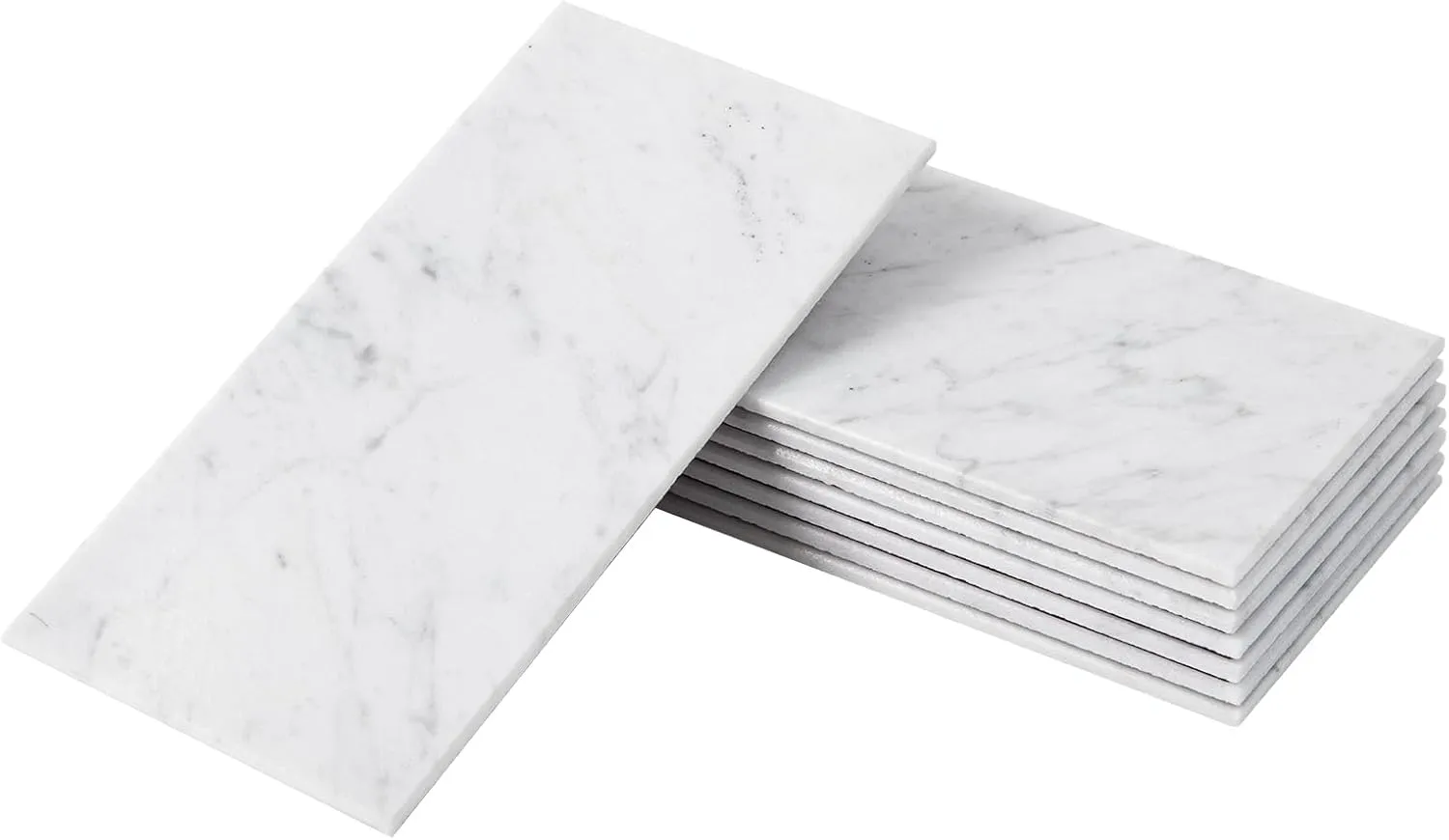 Carrara Marble Subway Tile, 100% Natural Marble, 3" x 6" Peel and Stick Self Adhesive Backsplash Tile for Kitchen and Bathroom, 32 Sheets