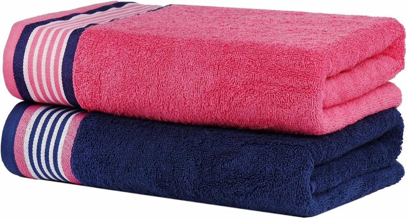CASA COPENHAGEN He & She 6 Pieces Towel Set- Dutch Blue   Pink, 550 GSM 2 Bath Towel 2 Hand Towel 2 Washcloth, Designed in Denmark Made of Soft Egyptian Cotton for Bathroom, Kitchen & Shower