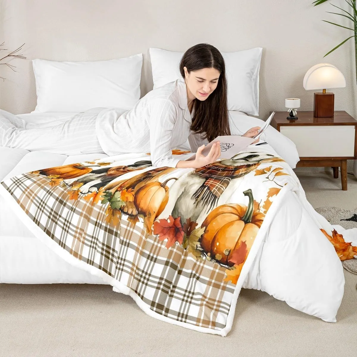 Castle Fairy Happy Fall Bed Blanket,Rustic Farm Dogs Puppy Blankets for Living Room Decor,Autumn Fallen Maple Leaves Fuzzy Plush Warm Blanket for Sofa Bed,Baby 30"x40"