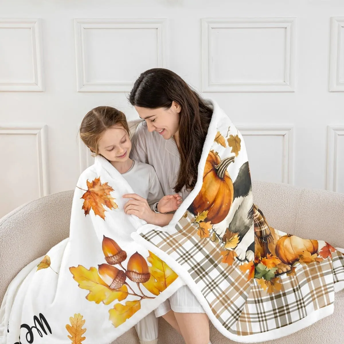 Castle Fairy Happy Fall Bed Blanket,Rustic Farm Dogs Puppy Blankets for Living Room Decor,Autumn Fallen Maple Leaves Fuzzy Plush Warm Blanket for Sofa Bed,Baby 30"x40"