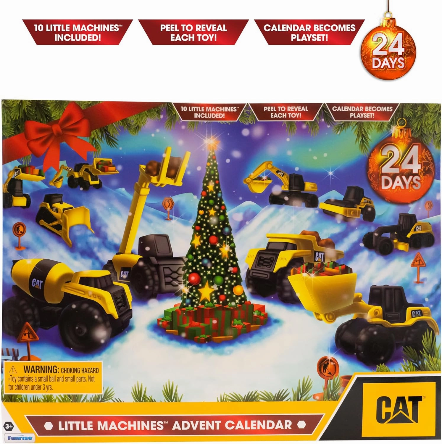CAT Construction Toys, Little Machines Advent Calendar - Kids Toys for Ages 3 and Up - 24 Piece Set with 10 Little Machines Vehicles & Magic Insta-Dirt!