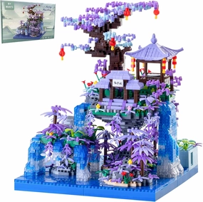 Cherry Blossom Tree House Micro Building Blocks Set,Peach Blossom Pond Flowers Bricks Architecture Kit with LED Light Gifts for Adults and Kids（2500 Pieces）