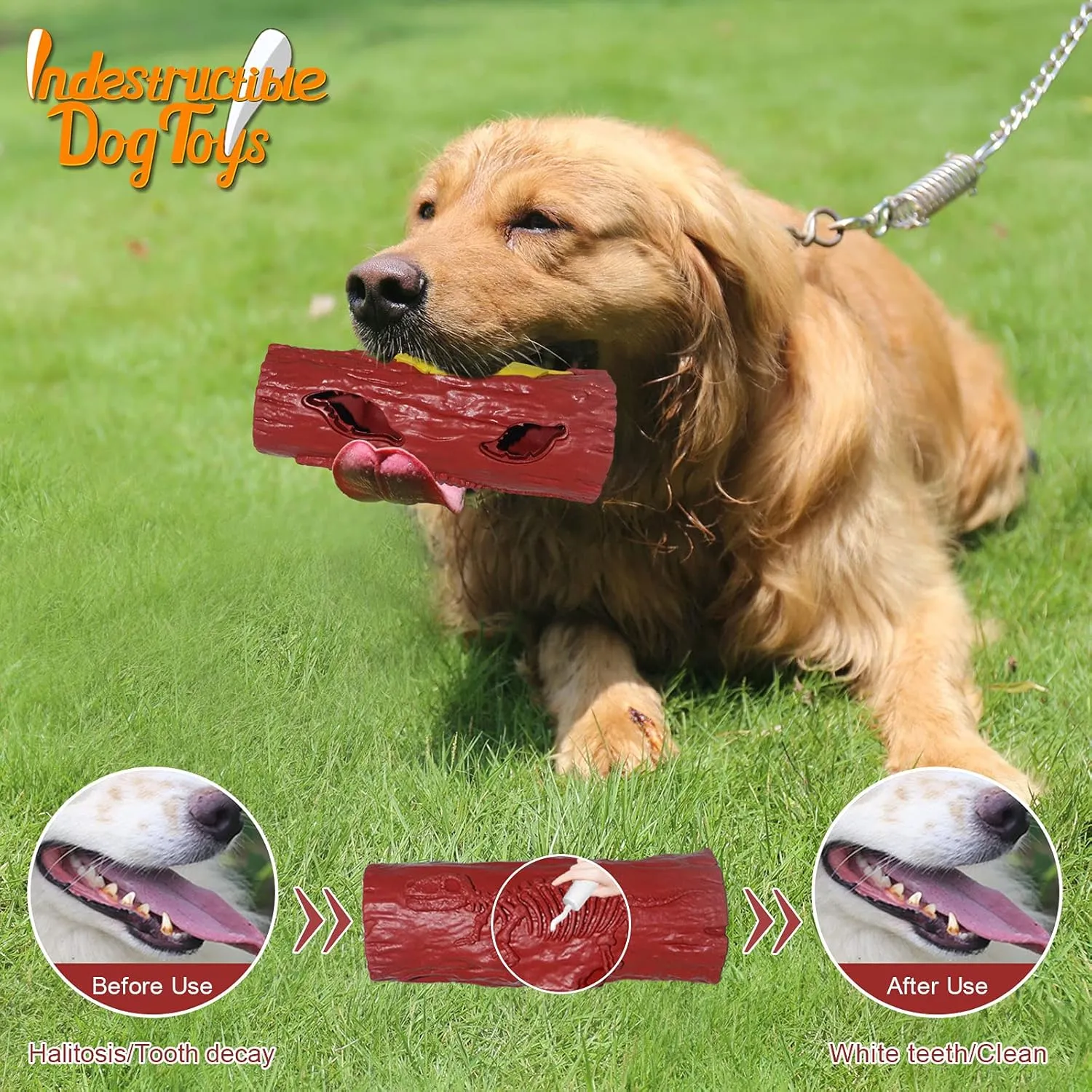 Chew Toys for Aggressive Chewers Large Breed, Heavy Chewers Toy, Indestructible for Small Medium Large Dogs, Burlywood L